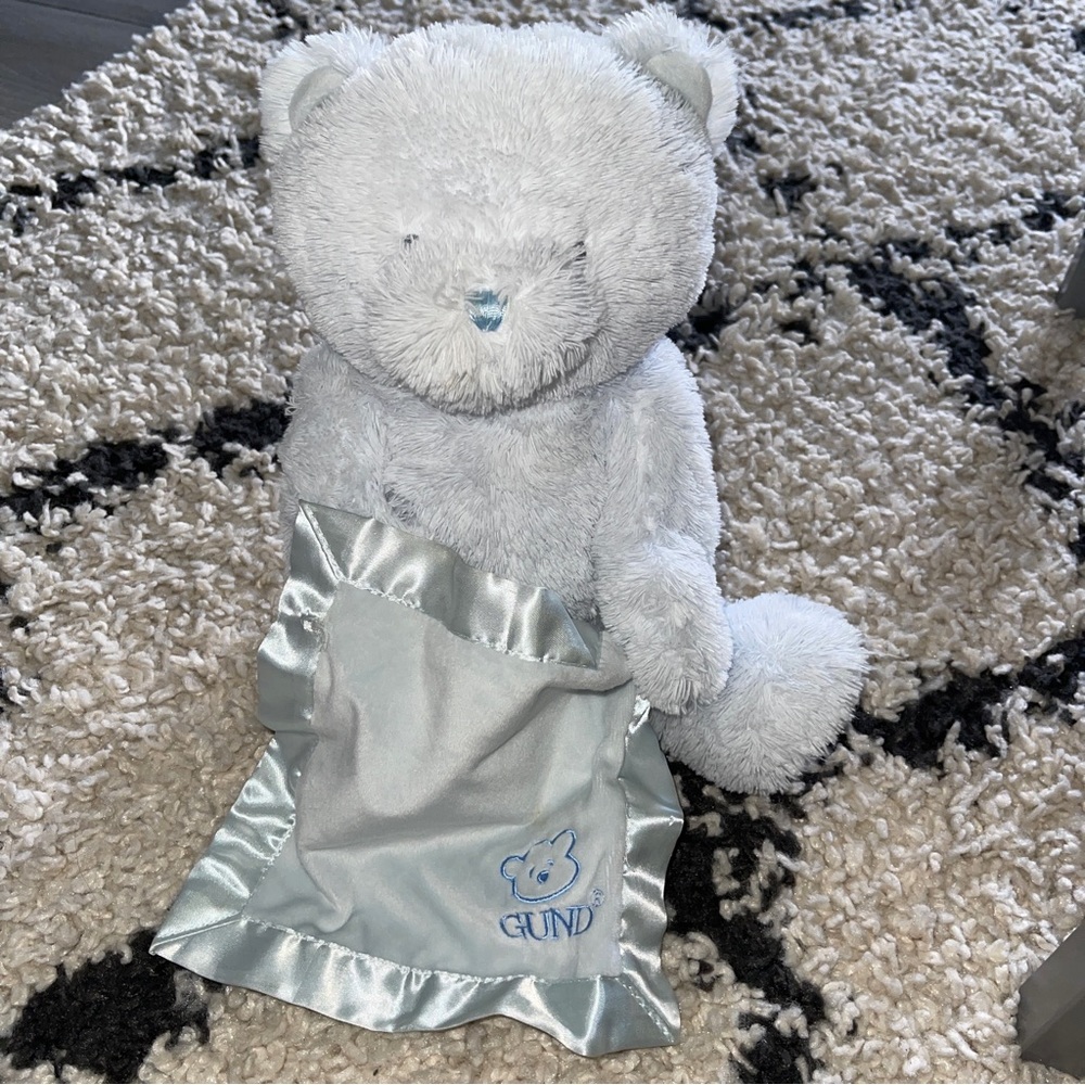 GUND My First Teddy Animated Peak-a-boo Bear Blue